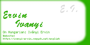 ervin ivanyi business card